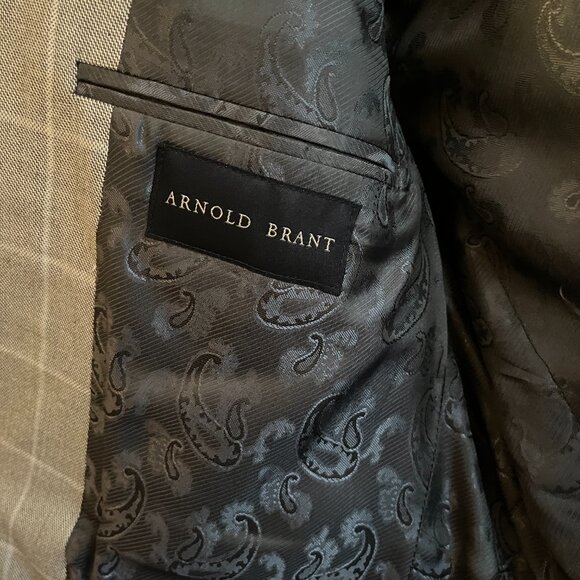 Arnold Brant Mens Sport Coat Gray Windowpane Lightweight Blazer 40S corporate - Picture 4 of 12